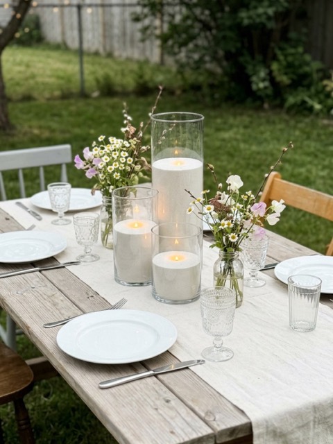 Lighter candle styling option for a smaller wedding setup